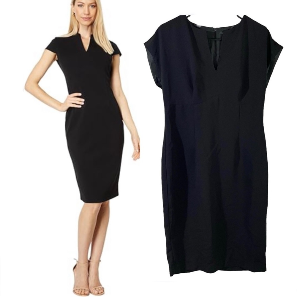 GENEVIE v-neck sheath black formal dress women Size Large